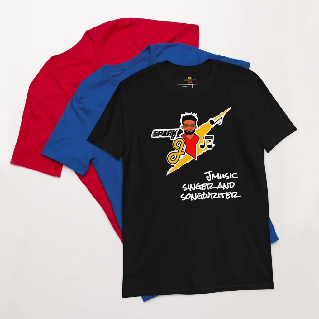 Jmusic Spark of J Branded Men and Women t-shirt jmusic singer and songwriter signature